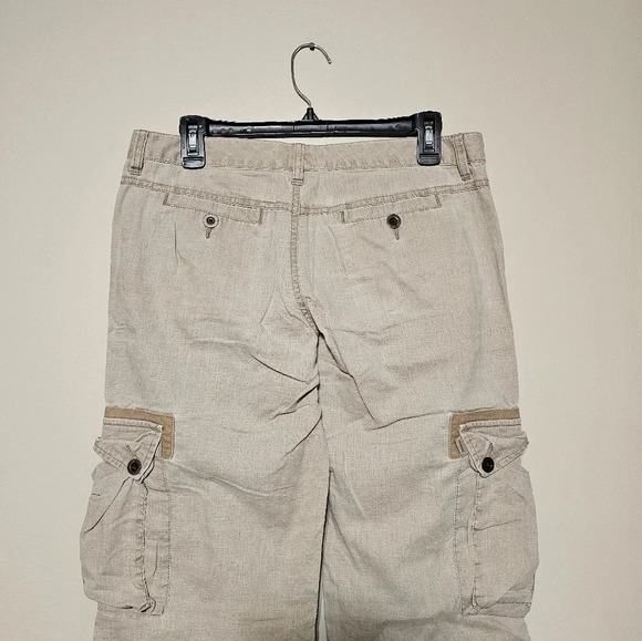 Tommy Jeans Linen Blend Cargo Pants Women's Juniors Size 9 Tan Convertible - Picture 7 of 11